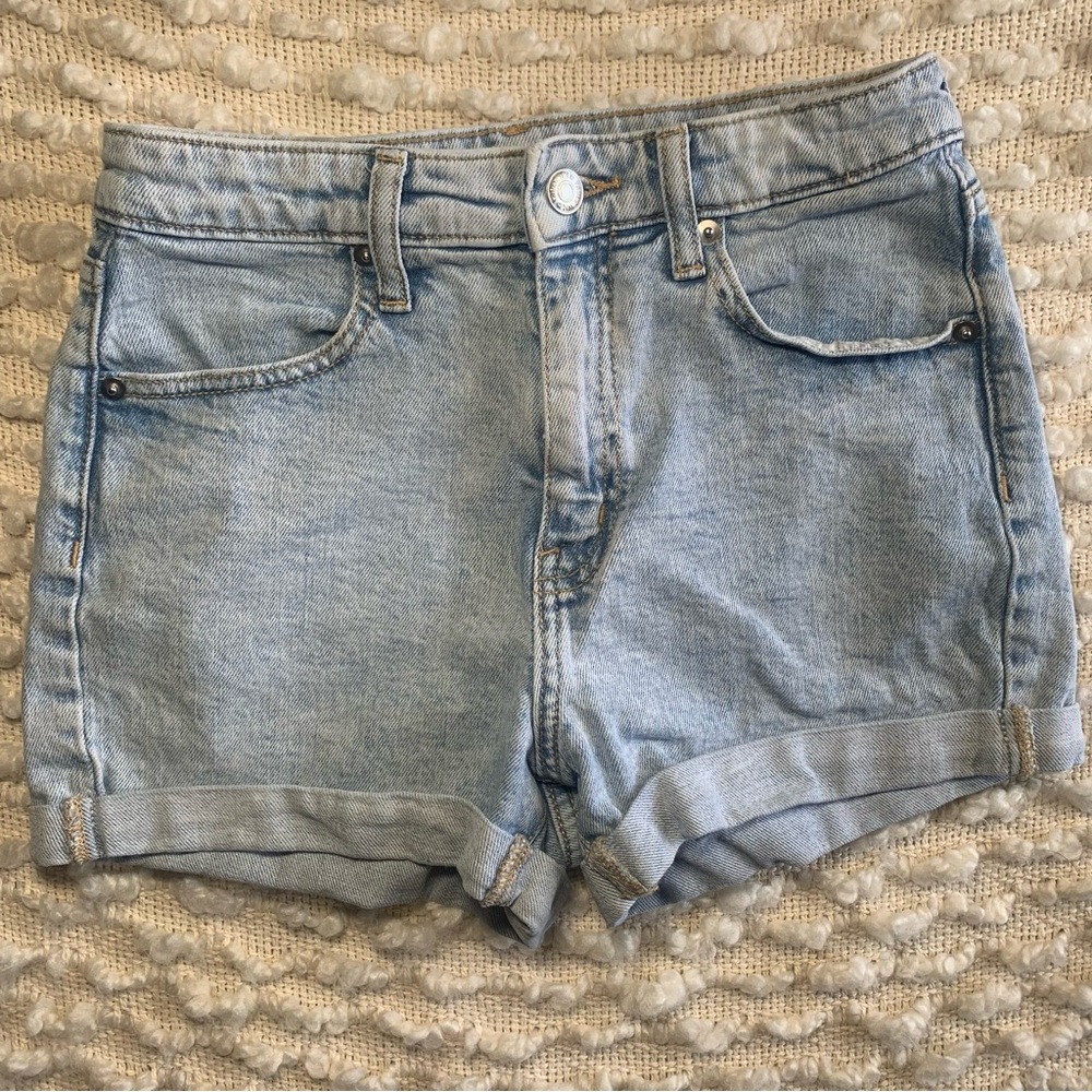 WILD‎ FABLE WOMENS 00 JEAN DENIM SHORTS HIGH RISE CUFF BLUE LIGHT WASH